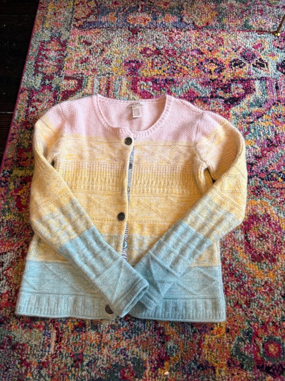 Sundance Lambs wool whimsical colorful cardigan
